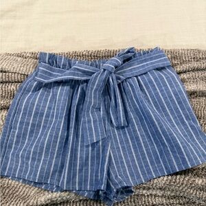 Blue Striped Paperbag Women's Shorts